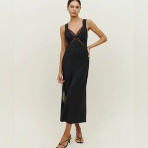 Reformation Black Provence Silk Dress